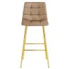 Scaun de bucatarie/bar, Artool, Arceto, catifea maro, picioare metal auriu, 43.5x49x102 cm