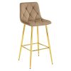 Scaun de bucatarie/bar, Artool, Nado, catifea maro, picioare metal auriu, 43.5x49x102 cm