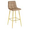 Scaun de bucatarie/bar, Artool, Arceto, catifea maro, picioare metal auriu, 43.5x49x102 cm
