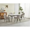 Scaun stil fotoliu bucatarie/living, Artool, Nana, catifea bej inchis, picioare metal negru, 54x61x83.5 cm
