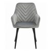 Scaun stil fotoliu bucatarie/living, Artool, Nana, catifea argintie, picioare metal negru, 54x61x83.5 cm