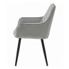 Scaun stil fotoliu bucatarie/living, Artool, Nana, catifea argintie, picioare metal negru, 54x61x83.5 cm
