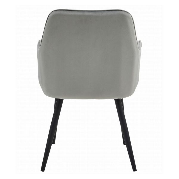 Scaun stil fotoliu bucatarie/living, Artool, Nana, catifea argintie, picioare metal negru, 54x61x83.5 cm