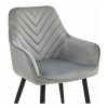 Scaun stil fotoliu bucatarie/living, Artool, Nana, catifea argintie, picioare metal negru, 54x61x83.5 cm