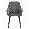 Scaun stil fotoliu bucatarie/living, Artool, Nana, catifea gri inchis, picioare metal negru, 54x61x83.5 cm