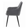 Scaun stil fotoliu bucatarie/living, Artool, Nana, catifea gri inchis, picioare metal negru, 54x61x83.5 cm