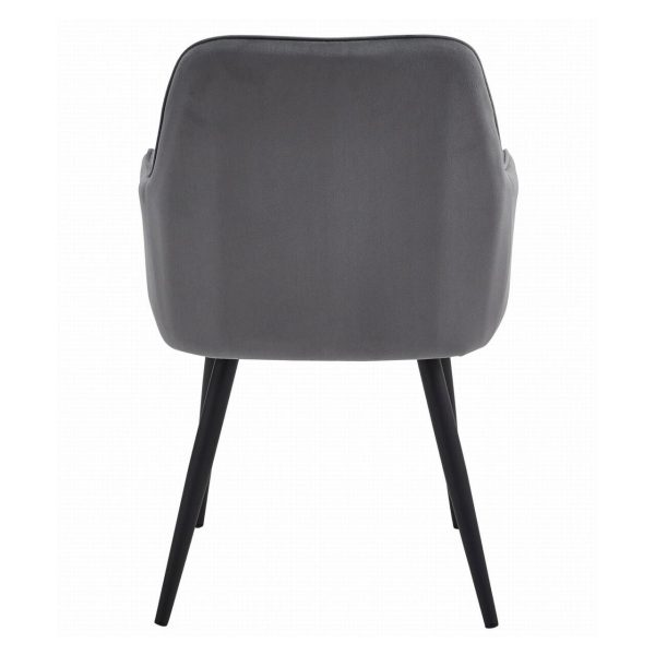 Scaun stil fotoliu bucatarie/living, Artool, Nana, catifea gri inchis, picioare metal negru, 54x61x83.5 cm