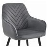 Scaun stil fotoliu bucatarie/living, Artool, Nana, catifea gri inchis, picioare metal negru, 54x61x83.5 cm