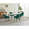 Scaun stil fotoliu bucatarie/living, Artool, Nana, catifea verde inchis, picioare metal negru, 54x61x83.5 cm