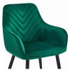 Scaun stil fotoliu bucatarie/living, Artool, Nana, catifea verde inchis, picioare metal negru, 54x61x83.5 cm