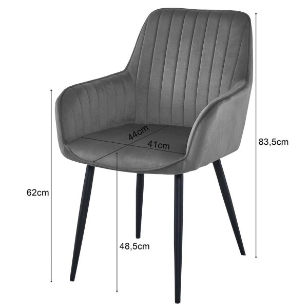 Set 6 scaune tip fotoliu bucatarie/living, Artool, Solden, catifea bej, picioare metal negru, 55×45.5×83.5 cm