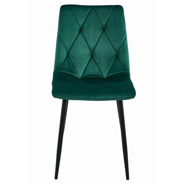 Set 6 scaune bucatarie/living, Artool, Libra, catifea verde, picioare metal negru, 44x40x88.5 cm