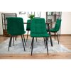 Set 6 scaune bucatarie/living, Artool, Kara, catifea verde, picioare metal negru, 44.5×50.5×87 cm