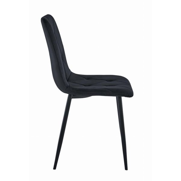 Set 6 scaune bucatarie/living, Artool, Libra, catifea neagra, picioare metal negru, 44x40x88.5 cm