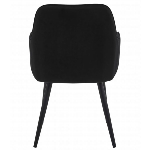 Set 6 scaune tip fotoliu bucatarie/living, Artool, Nana, catifea neagra, picioare metal negru, 54x61x83.5 cm