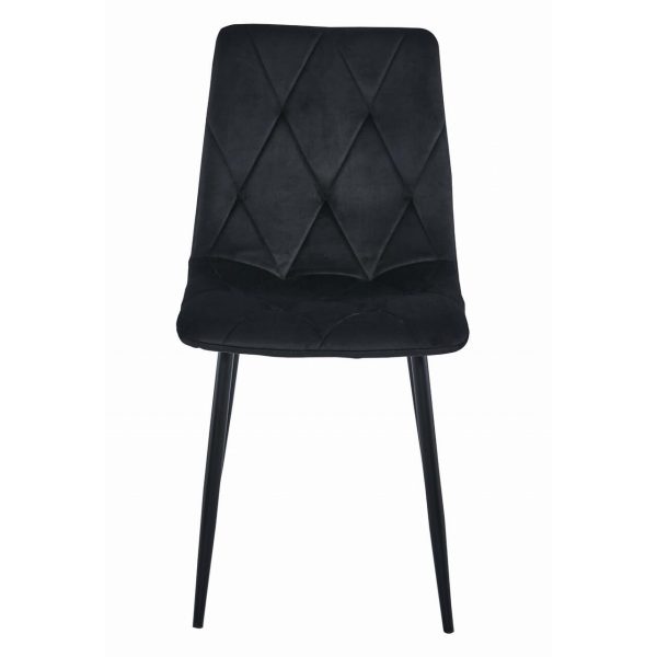 Set 6 scaune bucatarie/living, Artool, Libra, catifea neagra, picioare metal negru, 44x40x88.5 cm