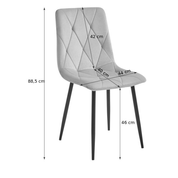 Set 6 scaune bucatarie/living, Artool, Libra, catifea bleumarin, picioare metal negru, 44x40x88.5 cm