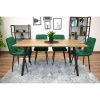 Set 6 scaune bucatarie/living, Artool, Kara, catifea verde, picioare metal negru, 44.5×50.5×87 cm