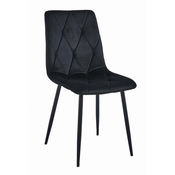 Set 6 scaune bucatarie/living, Artool, Libra, catifea neagra, picioare metal negru, 44x40x88.5 cm