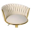Set 2 scaune de bucatarie/bar, Artool, Mig, rotativ, catifea bej, picior metal auriu, 51x50x84-105 cm