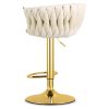 Set 2 scaune de bucatarie/bar, Artool, Mig, rotativ, catifea bej, picior metal auriu, 51x50x84-105 cm