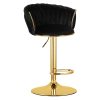 Set 2 scaune bucatarie/bar, Artool, Mig, rotative, catifea neagra, picior metal auriu, 51x50x84-105 cm