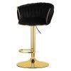 Set 2 scaune bucatarie/bar, Artool, Mig, rotative, catifea neagra, picior metal auriu, 51x50x84-105 cm