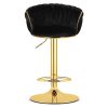 Set 2 scaune bucatarie/bar, Artool, Mig, rotative, catifea neagra, picior metal auriu, 51x50x84-105 cm
