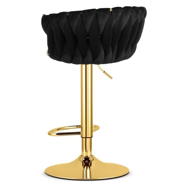 Set 2 scaune bucatarie/bar, Artool, Mig, rotative, catifea neagra, picior metal auriu, 51x50x84-105 cm