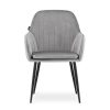 Set 2 scaune tip fotoliu bucatarie/living, Artool, Lugo, catifea argintie, picioare metal negru, 57.5×56.5×86.5 cm