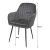 Set 2 scaune tip fotoliu bucatarie/living, Artool, Lugo, catifea argintie, picioare metal negru, 57.5×56.5×86.5 cm