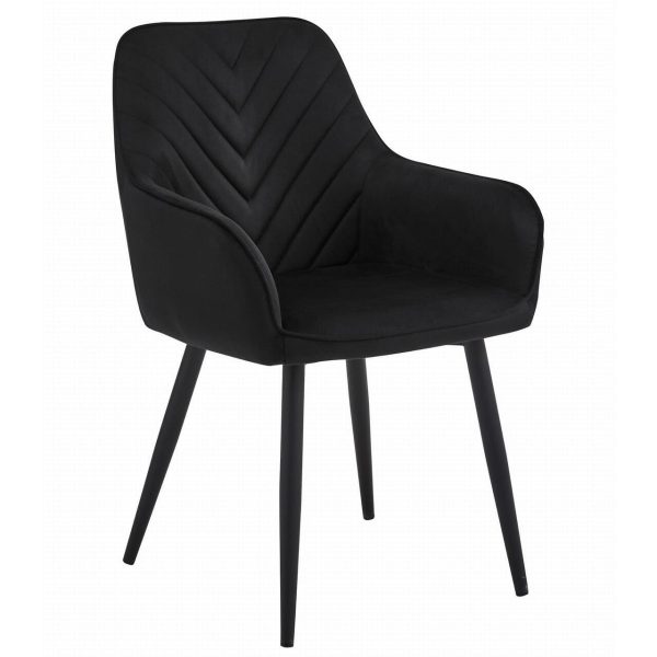 Set 2 scaune tip fotoliu bucatarie/living, Artool, Nana, catifea neagra, picioare metal negru, 54x61x83.5 cm