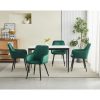 Set 2 scaune tip fotoliu bucatarie/living, Artool, Nana, catifea verde inchis, picioare metal negru, 54x61x83.5 cm