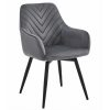 Set 2 scaune tip fotoliu bucatarie/living, Artool, Nana, rotativ, catifea gri inchis, picioare metal negru, 56x61x83.5 cm