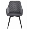 Set 2 scaune tip fotoliu bucatarie/living, Artool, Nana, rotativ, catifea gri inchis, picioare metal negru, 56x61x83.5 cm