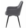 Set 2 scaune tip fotoliu bucatarie/living, Artool, Nana, rotativ, catifea gri inchis, picioare metal negru, 56x61x83.5 cm