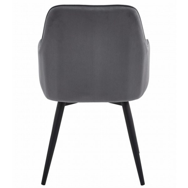 Set 2 scaune tip fotoliu bucatarie/living, Artool, Nana, rotativ, catifea gri inchis, picioare metal negru, 56x61x83.5 cm
