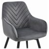 Set 2 scaune tip fotoliu bucatarie/living, Artool, Nana, rotativ, catifea gri inchis, picioare metal negru, 56x61x83.5 cm