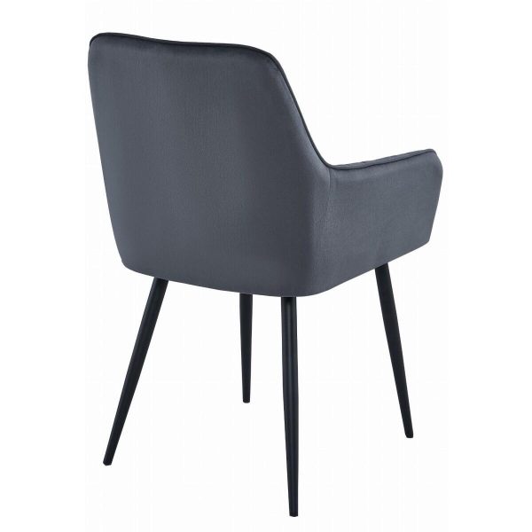 Set 2 scaune tip fotoliu bucatarie/living, Artool, Solden, catifea gri inchis, picioare metal negru, 55×45.5×83.5 cm