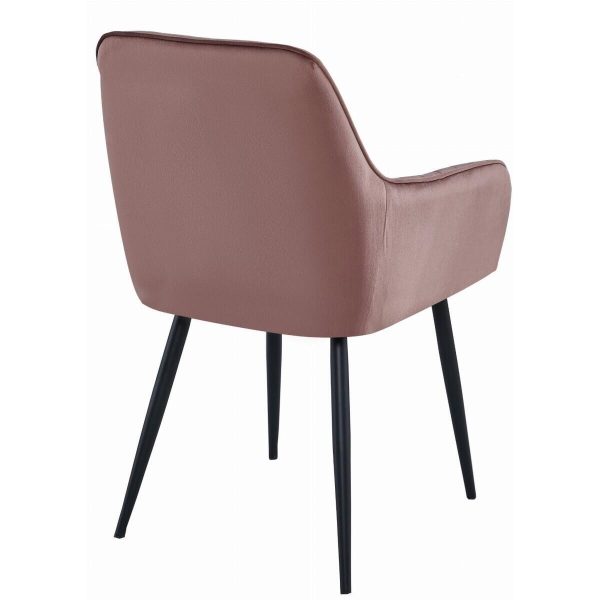 Set 2 scaune tip fotoliu bucatarie/living, Artool, Solden, catifea roz, picioare metal negru, 55×45.5×83.5 cm