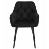 Set 2 scaune tip fotoliu bucatarie/living, Artool, York, catifea neagra, picioare metal negru, 56x62x83.5 cm