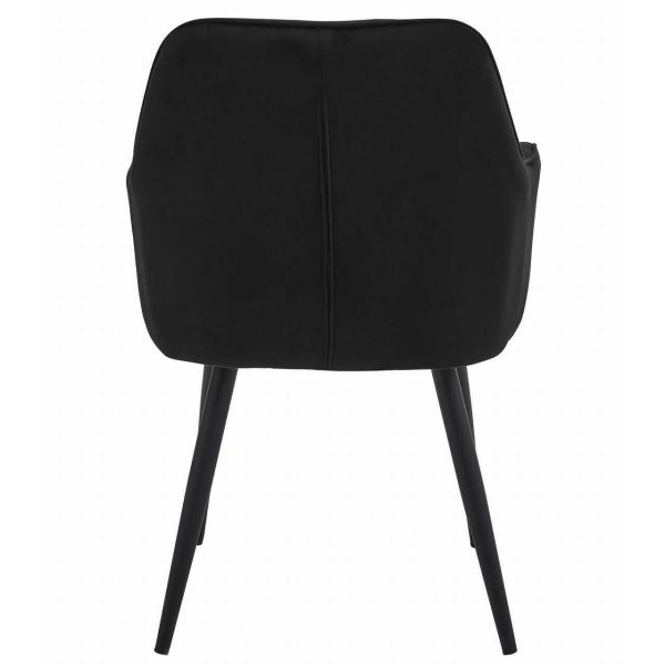 Set 2 scaune tip fotoliu bucatarie/living, Artool, York, catifea neagra, picioare metal negru, 56x62x83.5 cm