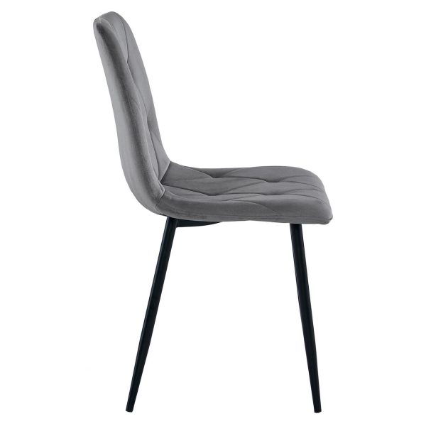 Set 6 scaune bucatarie/living, Libra, catifea gri inchis, picioare metal negru, Artool, 45x54x86.5 cm