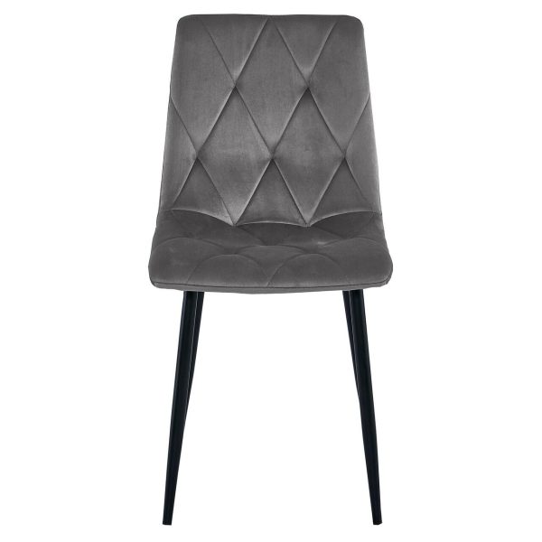 Set 6 scaune bucatarie/living, Libra, catifea gri inchis, picioare metal negru, Artool, 45x54x86.5 cm