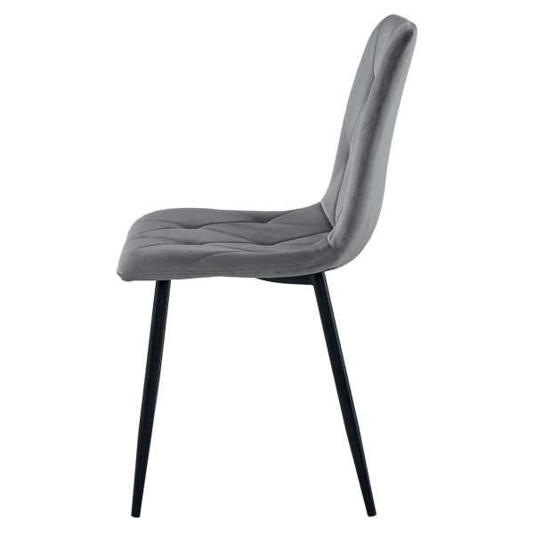 Set 6 scaune bucatarie/living, Libra, catifea gri inchis, picioare metal negru, Artool, 45x54x86.5 cm