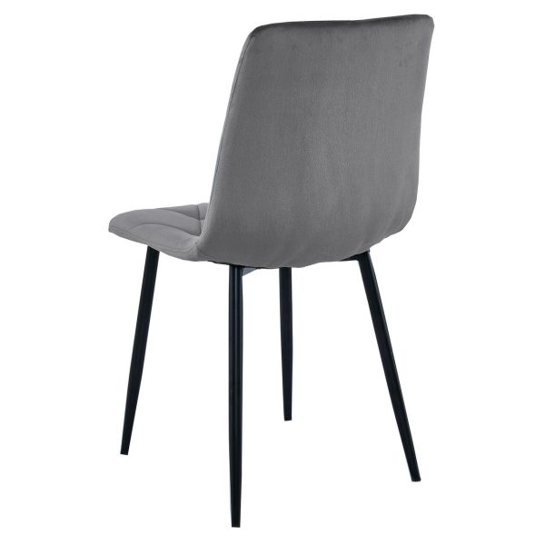 Set 6 scaune bucatarie/living, Libra, catifea gri inchis, picioare metal negru, Artool, 45x54x86.5 cm