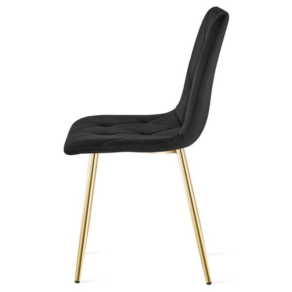 Set 6 scaune bucatarie/living, Artool, Libra, catifea neagra, picioare metal auriu, 45x54x86.5 cm