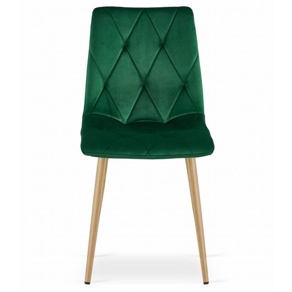 Set 6 scaune bucatarie/living, Artool, Libra, catifea verde, metal natur, Artool, 45x54x86.5 cm