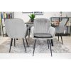 Set 6 scaune tip fotoliu bucatarie/living, Artool, Lugo, catifea argintie, picioare metal negru, 57.5×56.5×86.5 cm