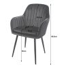 Set 6 scaune tip fotoliu bucatarie/living, Artool, Lugo, catifea argintie, picioare metal negru, 57.5×56.5×86.5 cm